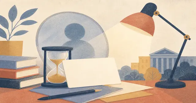 Risograph illustration of a webcam beside a blank card silhouette and timer for American Express HireVue prep